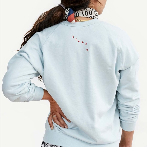 Clare V. Pale Blue Sweatshirt with Poppy Lips - Picture 3 of 8